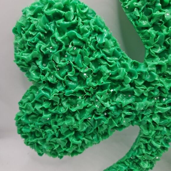Vtg 10" H Melted Popcorn Plastic Decor St Patricks Day Holiday Green Clover Leaf - Picture 2 of 16